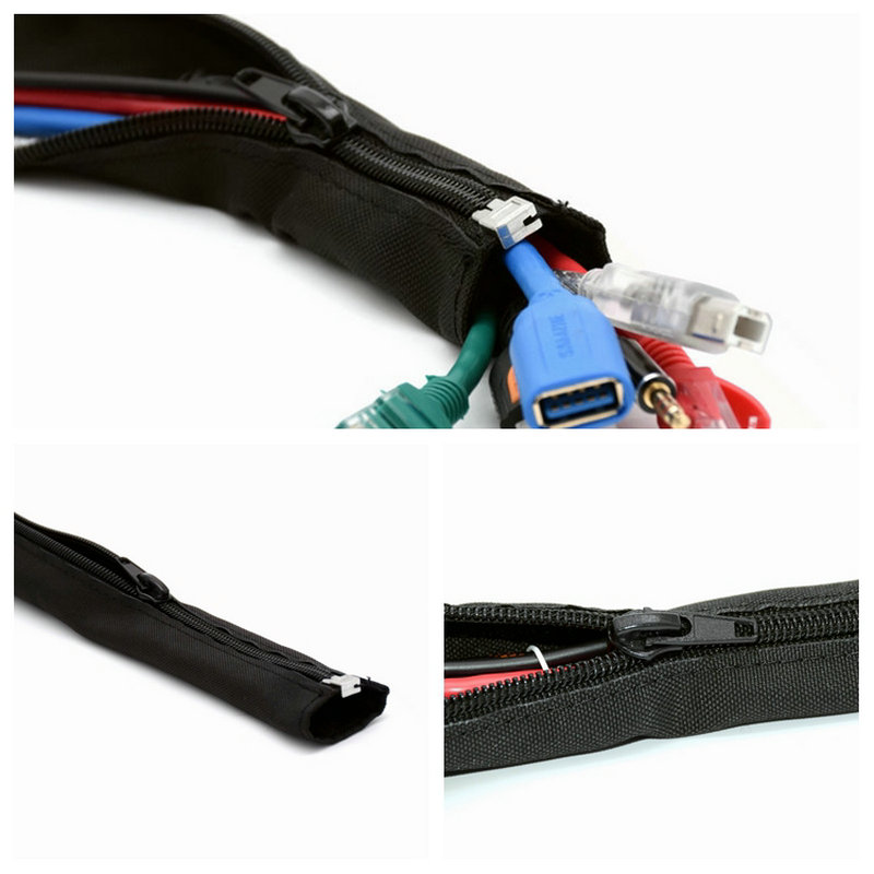 Zipper sleeve cable wrap